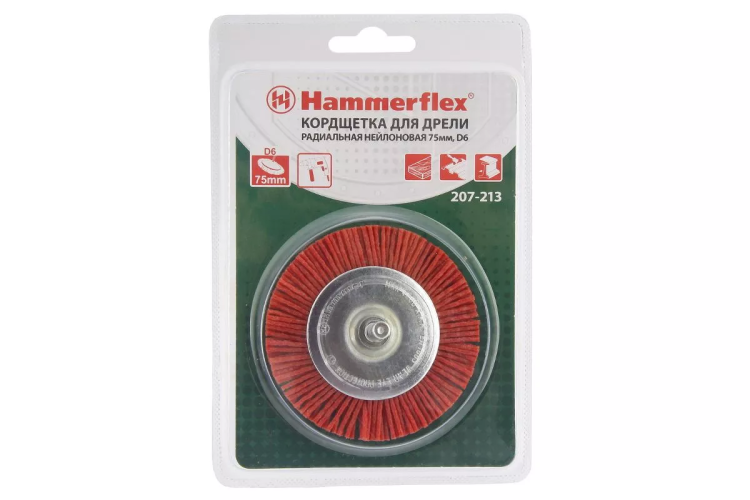 Кордщетка HAMMER плоская 75мм для дрели нейлон (207-213) купить в Екатеринбурге
