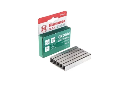 Скобы для степлера HAMMER 215-013 8мм, тип 53, 1000 шт. купить в Екатеринбурге