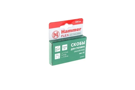 Скобы для степлера HAMMER 215-013 8мм, тип 53, 1000 шт. купить в Екатеринбурге