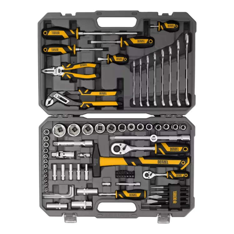 Набор инструментов Denzel 15802, 1/2", 1/4", CrV, S2, пластиковый кейс, 84 предмета купить в Екатеринбурге