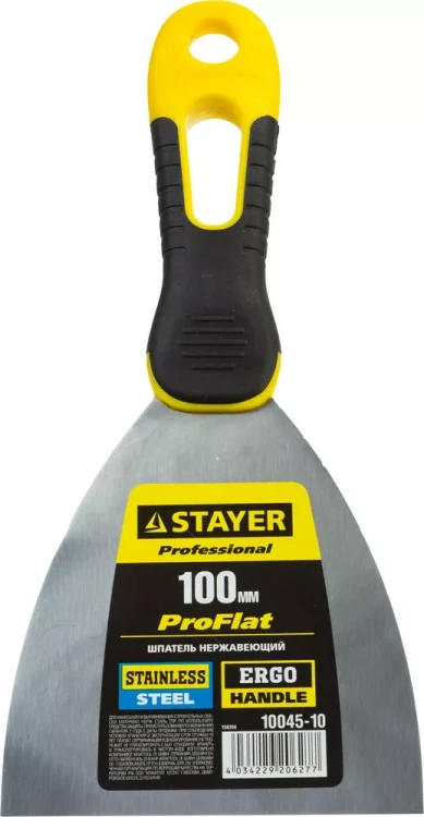 Шпатель STAYER "PROFESSIONAL" нержавеющее профилированное полотно, 2к ручка, 100 мм 10045-10 купить в Екатеринбурге