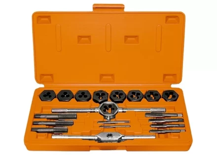 Набор метчиков и плашек М3 - М12 плашко-метчикодержатель 20 предметов в пластиковом боксе SPARTA 773105 купить в Екатеринбурге