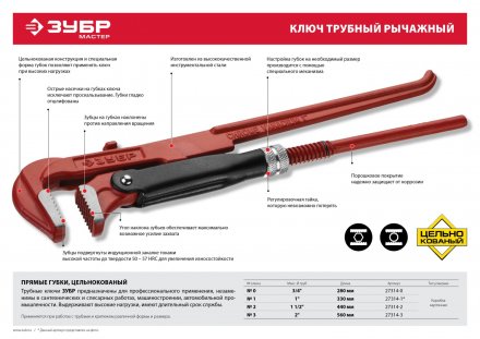 Ключи трубные с прямыми губками Мастер-90 серия МАСТЕР купить в Екатеринбурге
