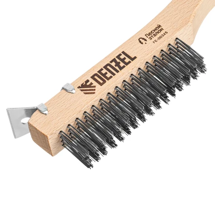 Щетка зачистная 4-х рядная, проволока из нержавеющей стали с деревянной ручкой скребок, EFP// Denzel 74847 купить в Екатеринбурге