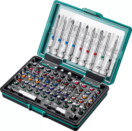 Набор бит и адаптеров KRAFTOOL C-Drive многофункциональный, Cr-Mo сталь, в ударопрочном компактном боксе. Цветная маркировка типов шлицов 26067-H71 купить в Екатеринбурге