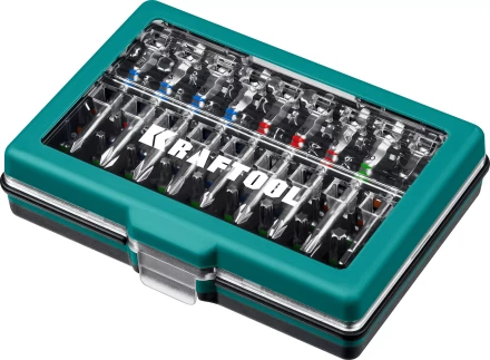 Набор бит и адаптеров KRAFTOOL C-Drive многофункциональный, Cr-Mo сталь, в ударопрочном компактном боксе. Цветная маркировка типов шлицов 26067-H71 купить в Екатеринбурге