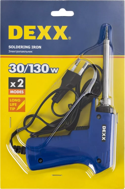 Паяльник DEXX, 2 уровня мощности 30-130Вт, пистолетная рукоятка 55317-130 купить в Екатеринбурге