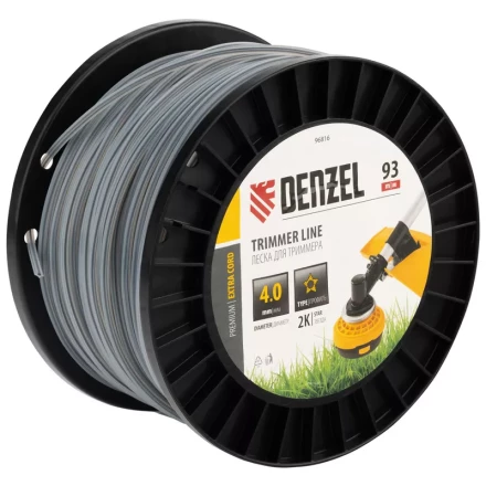Леска для триммера двухкомпонентная звезда, 4,0мм х 93м, на DIN катушке EXTRA CORD// Denzel 96816 купить в Екатеринбурге