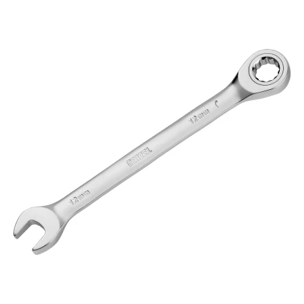 Ключ комбинированный трещоточный, 12 мм, CrV, матовый хром// Denzel 14706 купить в Екатеринбурге