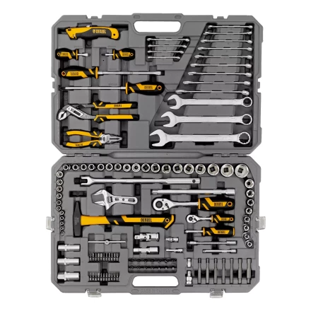 Набор инструментов Denzel 15804, 1/2&quot;, 1/4&quot;, CrV, S2, пластиковый кейс, 122 предмета купить в Екатеринбурге