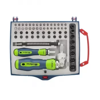 Отвертки реверсиные с набором бит, торцевых головок, 61 предм.,CrV Сибртех 13363 купить в Екатеринбурге