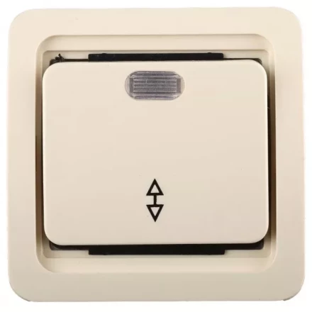 Выключатель СВЕТОЗАР &quot;ГАММА&quot; проходной одноклавишный, с подсветкой, цвет бежевый, 10А/~250В SV-54138-B купить в Екатеринбурге
