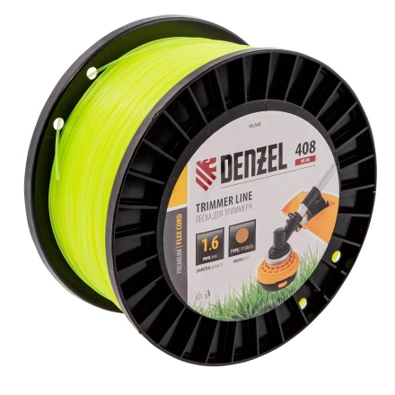 Леска для триммера круглая, 1,6мм х 408м, на DIN катушке FLEX CORD, Denzel 96268 купить в Екатеринбурге