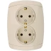 Розетка СВЕТОЗАР &quot;CITY LIGHT&quot; двойная в сборе, с заземлением, цвет бежевый, 16А/~250В SV-54207-B купить в Екатеринбурге