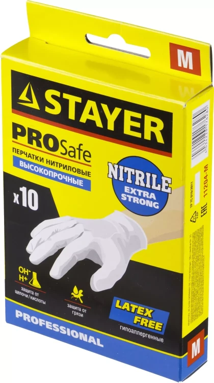 Перчатки STAYER "PROFI" нитриловые экстратонкие, M, 10шт 11204-M купить в Екатеринбурге