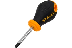 Отвертка STAYER &quot;MASTER&quot;, двухкомпонентная рукоятка, магнитный наконечник, &quot;STUBBY&quot; ( бочка ), SL4,7x38мм 2509-38-4.7_z03