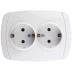 Розетка СВЕТОЗАР &quot;CITY LIGHT&quot; двойная в сборе, с заземлением, цвет белый, 16А/~250В SV-54207-W купить в Екатеринбурге