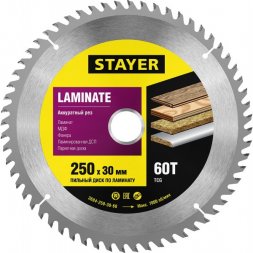 Пильный диск &quot;Laminate line&quot; для ламината, 250x30, 60Т, STAYER 3684-250-30-60