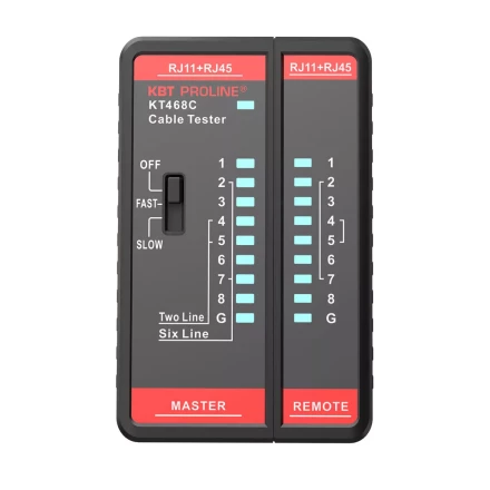LAN-тестер кабельный КВТ KT 468C для проверки витой пары и телефонного кабеля (88552) купить в Екатеринбурге