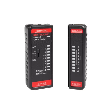 LAN-тестер кабельный КВТ KT 468C для проверки витой пары и телефонного кабеля (88552) купить в Екатеринбурге