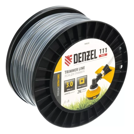 Леска для триммера двухкомпонентная квадрат, 3,0мм х 111м, на DIN катушке EXTRA CORD// Denzel 96820 купить в Екатеринбурге
