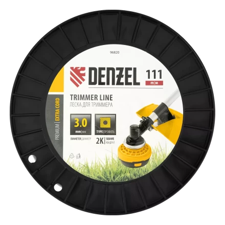 Леска для триммера двухкомпонентная квадрат, 3,0мм х 111м, на DIN катушке EXTRA CORD// Denzel 96820 купить в Екатеринбурге