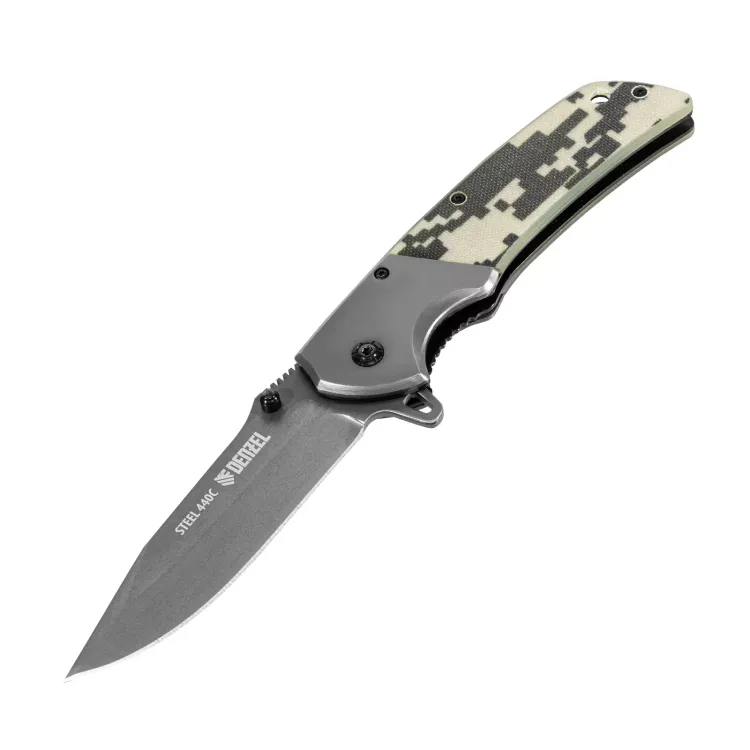 Нож складной Denzel, многоцелевой, системы Liner-Lock, с накладкой G10 на классической рукоятке, 79207 купить в Екатеринбурге