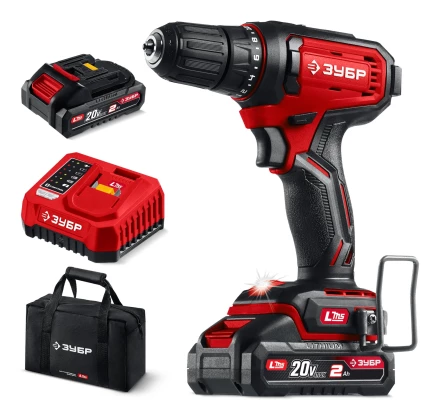 ЗУБР 20 В, 40 Нм, 2 АКБ LMS (2 Ач), дрель-шуруповерт, сумка (ДШ-40-22) купить в Екатеринбурге