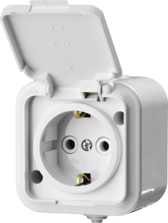 Розетка STAYER &quot;MASTER&quot; &quot;MAXIMA&quot; одноместная, с заземлением, с защитной крышкой, IP54, 16А, 220В 54306-W купить в Екатеринбурге