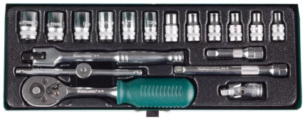 Набор торцовых головок KRAFTOOL &quot;INDUSTRIE QUALITAT&quot; (1/4&quot;) универсальный, Cr-V, металлический кейс, 18 предметов 27890-H18_z01 купить в Екатеринбурге