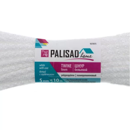 Шнур бельевой полипропиленовый с сердечником, 5 мм, L 10 м, белый, Home Palisad 937075 купить в Екатеринбурге