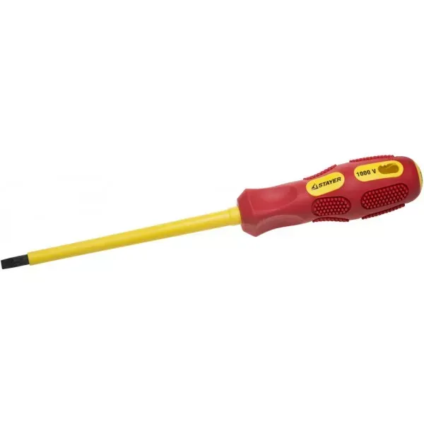 Отвертка STAYER "PROFESSIONAL" "MAX-GRIP" диэлектрическая, двухкомпонентная рукоятка, Cr-V, SL 5,5x125мм 25827-05-125 G купить в Екатеринбурге