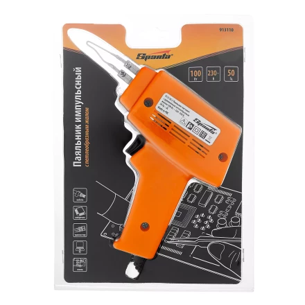 Паяльник импульсный с петлеобразным жалом, 100 Вт, 220 В Sparta 913110 купить в Екатеринбурге
