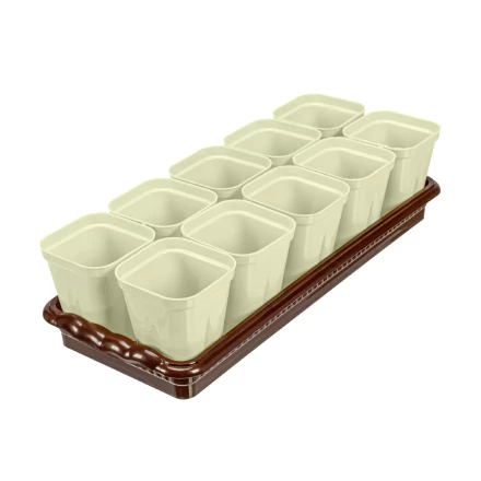 Набор для рассады Palisad 643449, поддон 380х155х40 мм, 10 горшочков по 250 мл с выдвижным дном купить в Екатеринбурге