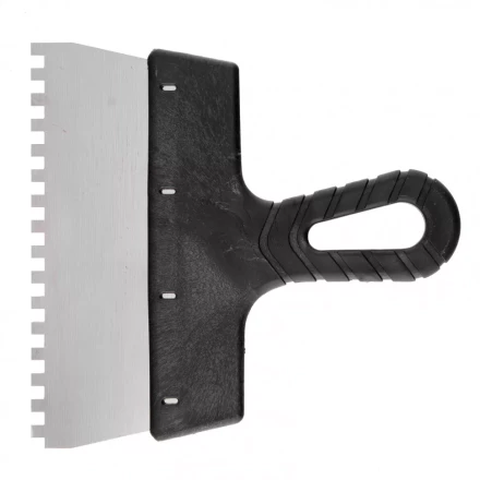 Шпатель из нержавеющей стали 200 мм зуб 6 х 6 мм пластмассовая ручка Россия 85158 купить в Екатеринбурге