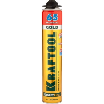 Пена &quot;GOLD 65&quot; профессиональная, монтажная, пистолетная, всесезонная, 850мл, KRAFTOOL 41194 купить в Екатеринбурге