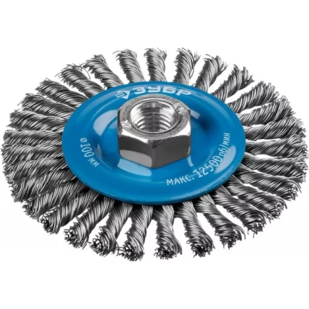 ЗУБР &quot;ПРОФЕССИОНАЛ&quot;. Щетка дисковая для УШМ, плетеные пучки стальной проволоки 0,5мм, 100ммхМ14 35192-100_z02 купить в Екатеринбурге