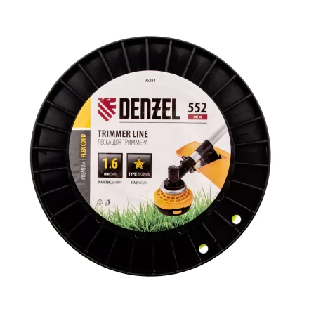 Леска для триммера звезда, 1,6мм х 552м, на DIN катушке FLEX CORD,  Denzel 96284 купить в Екатеринбурге