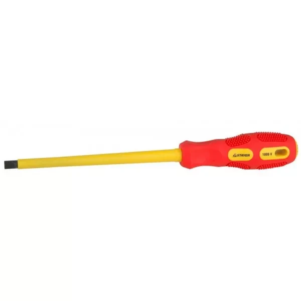 Отвертка STAYER "PROFESSIONAL" "MAX-GRIP" диэлектрическая, двухкомпонентная рукоятка, Cr-V, SL 8,0x175мм 25827-08-175 G купить в Екатеринбурге