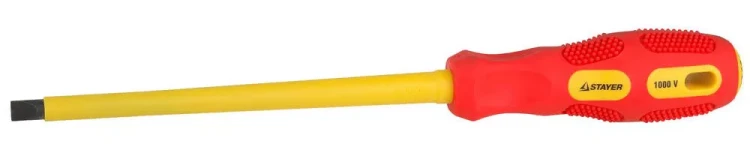 Отвертка STAYER "PROFESSIONAL" "MAX-GRIP" диэлектрическая, двухкомпонентная рукоятка, Cr-V, SL 8,0x175мм 25827-08-175 G купить в Екатеринбурге