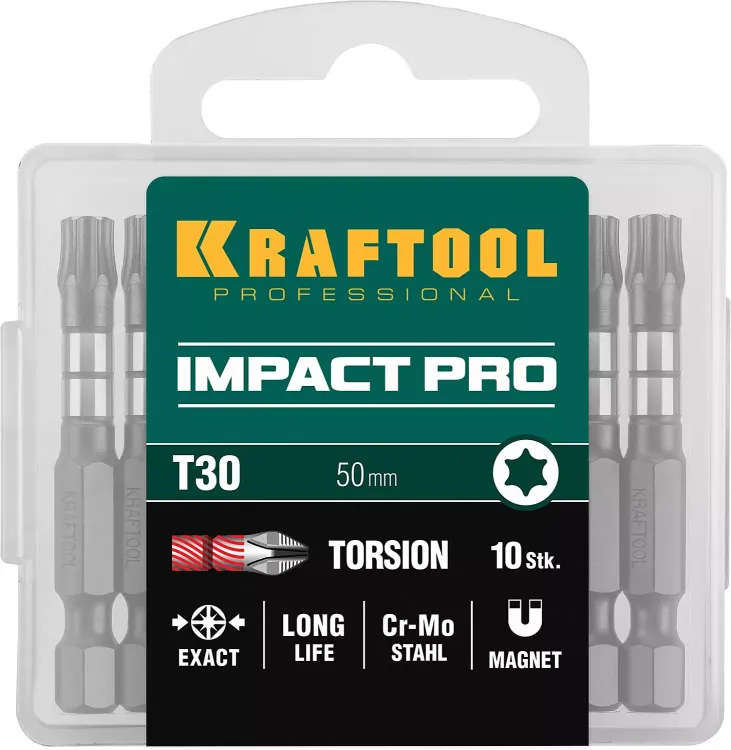Биты для ударных шуруповертов KRAFTOOL Impact Pro TX 26195-30-50-S10 купить в Екатеринбурге