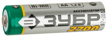 Аккумулятор ЗУБР никель-металлгидридный, тип АА, 2700мАч, 4шт на карточке 59275-4C купить в Екатеринбурге
