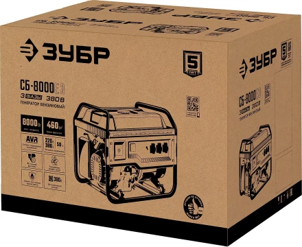 ЗУБР 8000 Вт, 380 / 220 В, бензиновый генератор с электростартером (СБ-8000Е-3) купить в Екатеринбурге