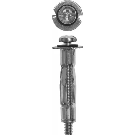 Анкер ЗУБР для пустотелых конструкций оцинкованный, с винтом PH2&amp;SL, М5х52х21мм, ТФ2, 90шт 4-302472-05-052 купить в Екатеринбурге