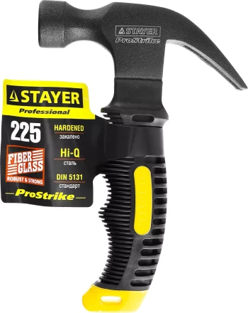 Молоток-гвоздодер &quot;COMPACT&quot; укороченный с фиберглассовой рукояткой, 225г, STAYER Professional 2026-225 купить в Екатеринбурге