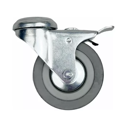 Аппаратное поворотное колесо с тормозом под болт HITCH 120*26 резина серая SChgb55 (SZ084856) купить в Екатеринбурге