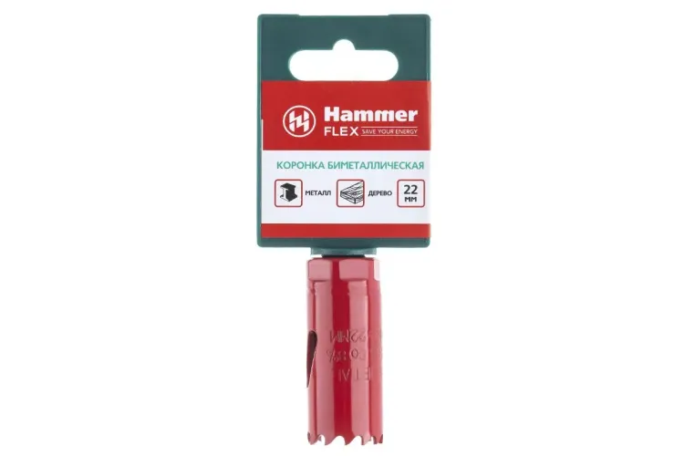 Коронка биметаллическая HAMMER Ф22х38мм 5/8" BiMETALL (224-003) купить в Екатеринбурге