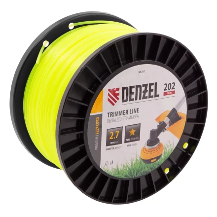 Леска для триммера звезда, 2,7мм х 202м, на DIN катушке FLEX CORD// Denzel 96287 купить в Екатеринбурге