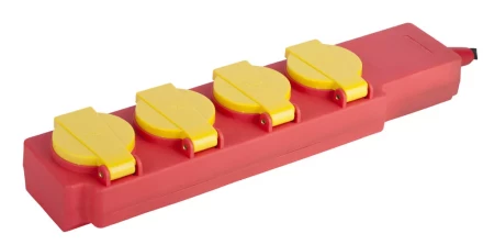 Удлинитель силовой &quot;СТРОИТЕЛЬ&quot;, 5 м, 3500 Вт, 4 гнезда, с крышками, ПВС 3x1 мм2 СВЕТОЗАР SV-55044-5 купить в Екатеринбурге