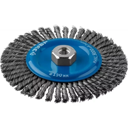 ЗУБР &quot;ПРОФЕССИОНАЛ&quot;. Щетка дисковая для УШМ, плетеные пучки стальной проволоки 0,5мм, 150ммхМ14 35192-150_z02 купить в Екатеринбурге
